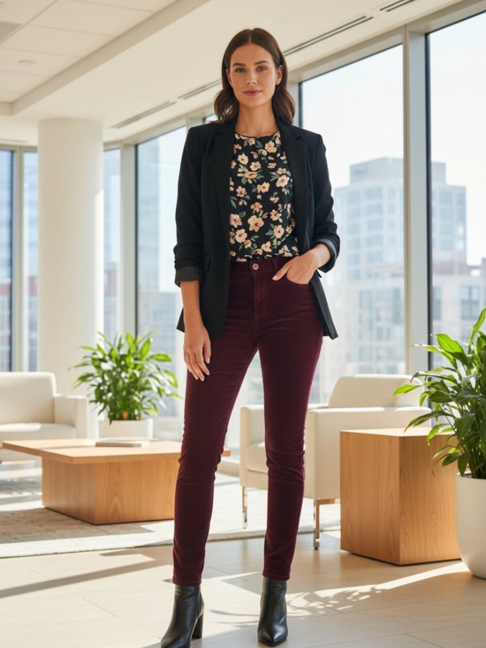Rich! LOFT Modern Skinny Corduroy Pants in Merlot (Size 6 / 28)